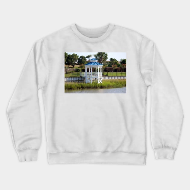 Blue And White Gazebo Crewneck Sweatshirt by Cynthia48